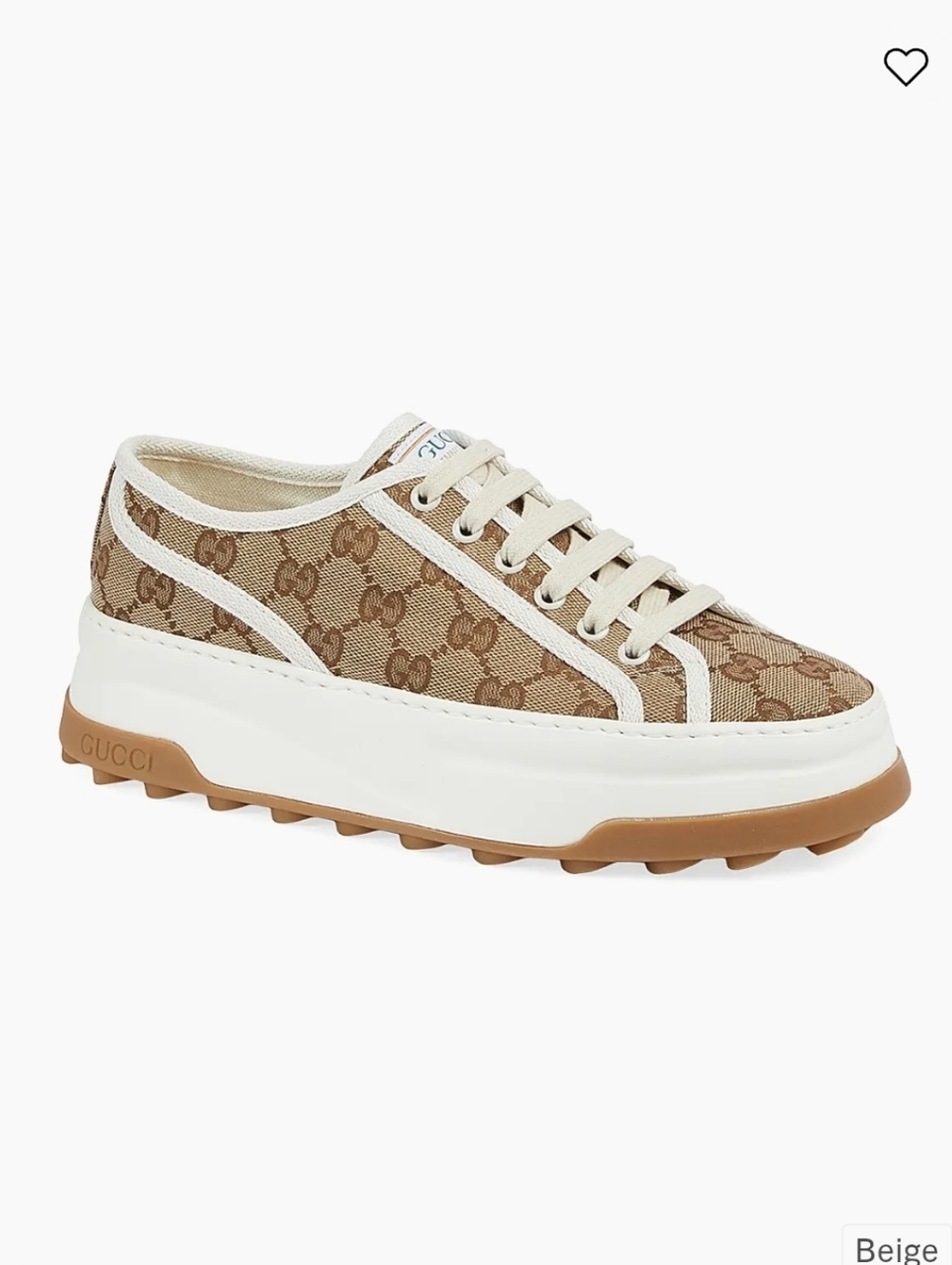 $900 Gucci Tennis GG Canvas Flatform Beige Sneakers EU 41 US 11 BNIB